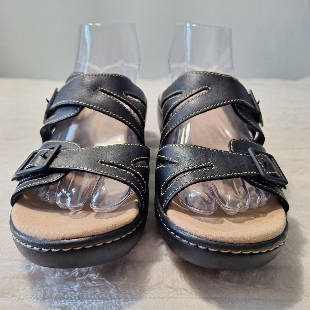 Clarks Collection Merliah Karli Sandals Womens 8 Black Slip On Adjustable... - Picture 2 of 12